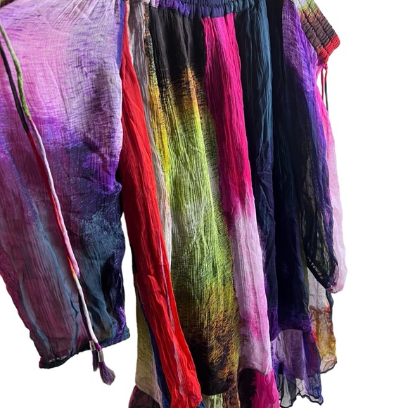 Floreat x Anthropologie Off The Shoulder Watercolor Mini Dress, Size Large - Picture 4 of 14